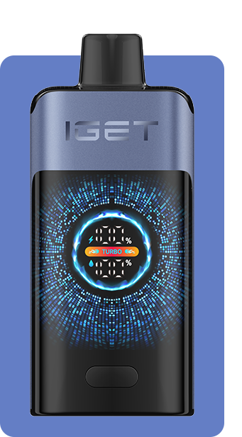 IGET Smart Turbo Pod Vape Device in Sapphire Blue with digital display screen