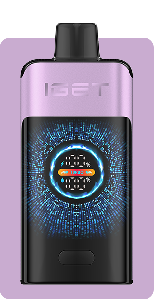 IGET Smart Turbo Pod Vape Device in Lavender Purple with digital LED display screen