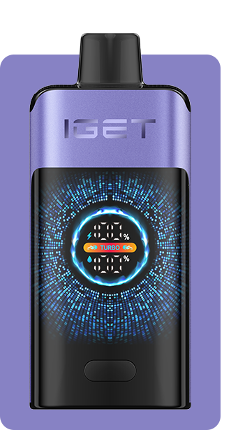 IGET Smart Turbo Pod Vape Device in Royal Purple with digital LED display