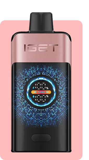 IGET Smart Turbo Pod Vape Device in rose gold with a digital display.