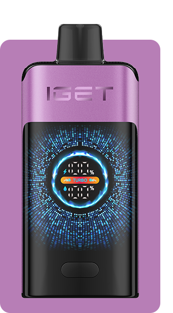 IGET Smart Turbo Pod Vape Device in Lavender Purple with a digital display screen